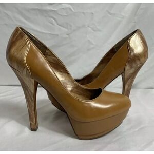 Michael Antonio Women's Size 8.5 shoes 5 inch Heels Beige /‎ Brown